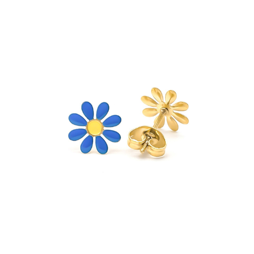 Kolczyki "Blue Daisy", Złoty