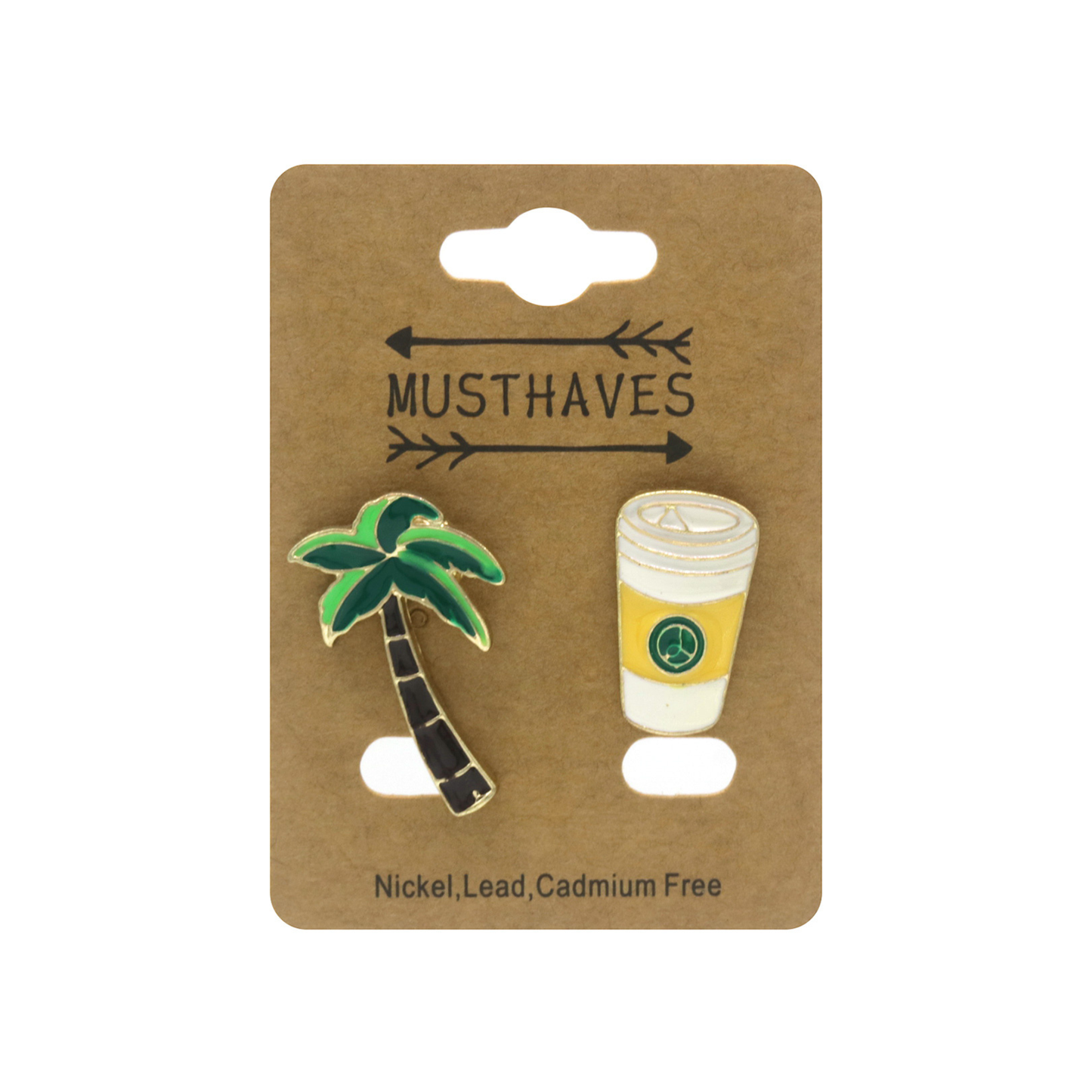 Set of 2 pins: Coffee/Palm