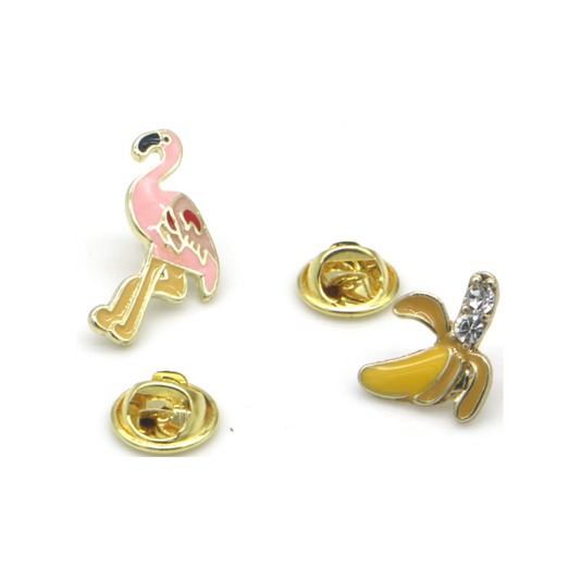 Set of 2 pins: Flamingo/Banana