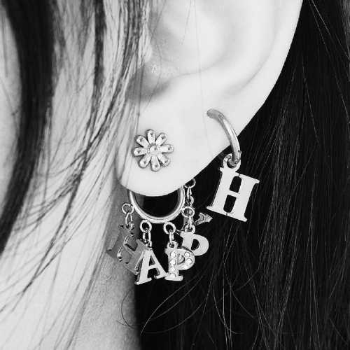 Oorbellen "HAPPY", Zilver