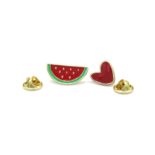Set of 2 pins: Watermelon/Heart