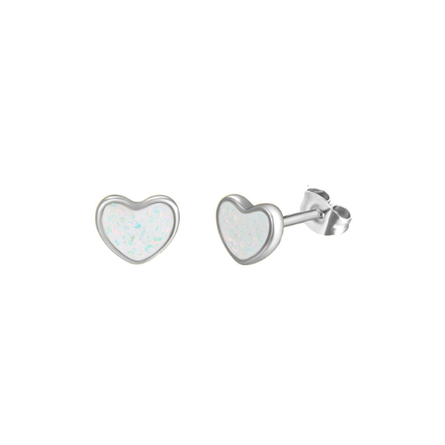 Earrings "White hearts", Silver