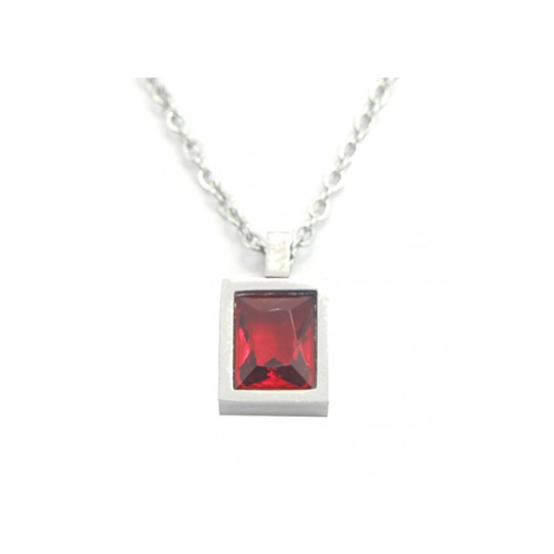 Ketting "Rode Kristal", Zilver