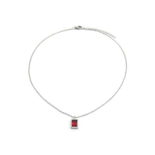 Ketting "Rode Kristal", Zilver