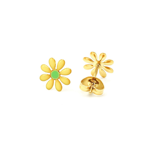 Earrings "Yellow Daisy", Gold