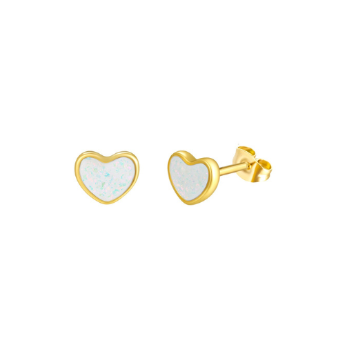 Earrings "White hearts", Gold