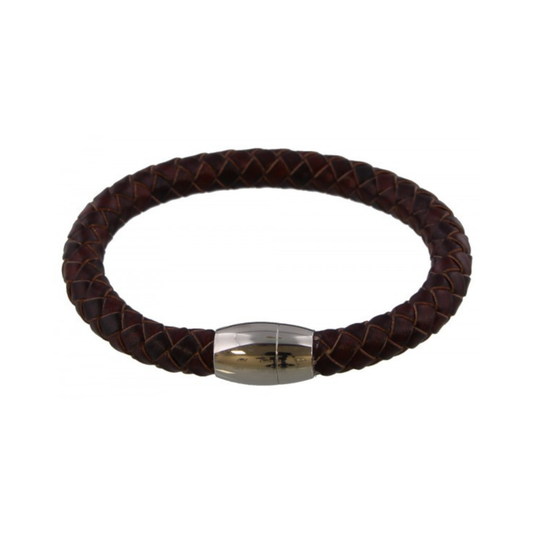 Leather bracelet, Dark brown, 21cm.