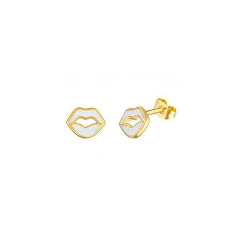 Earrings "White lips", Gold