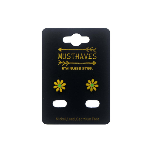 Earrings "Yellow Daisy", Gold